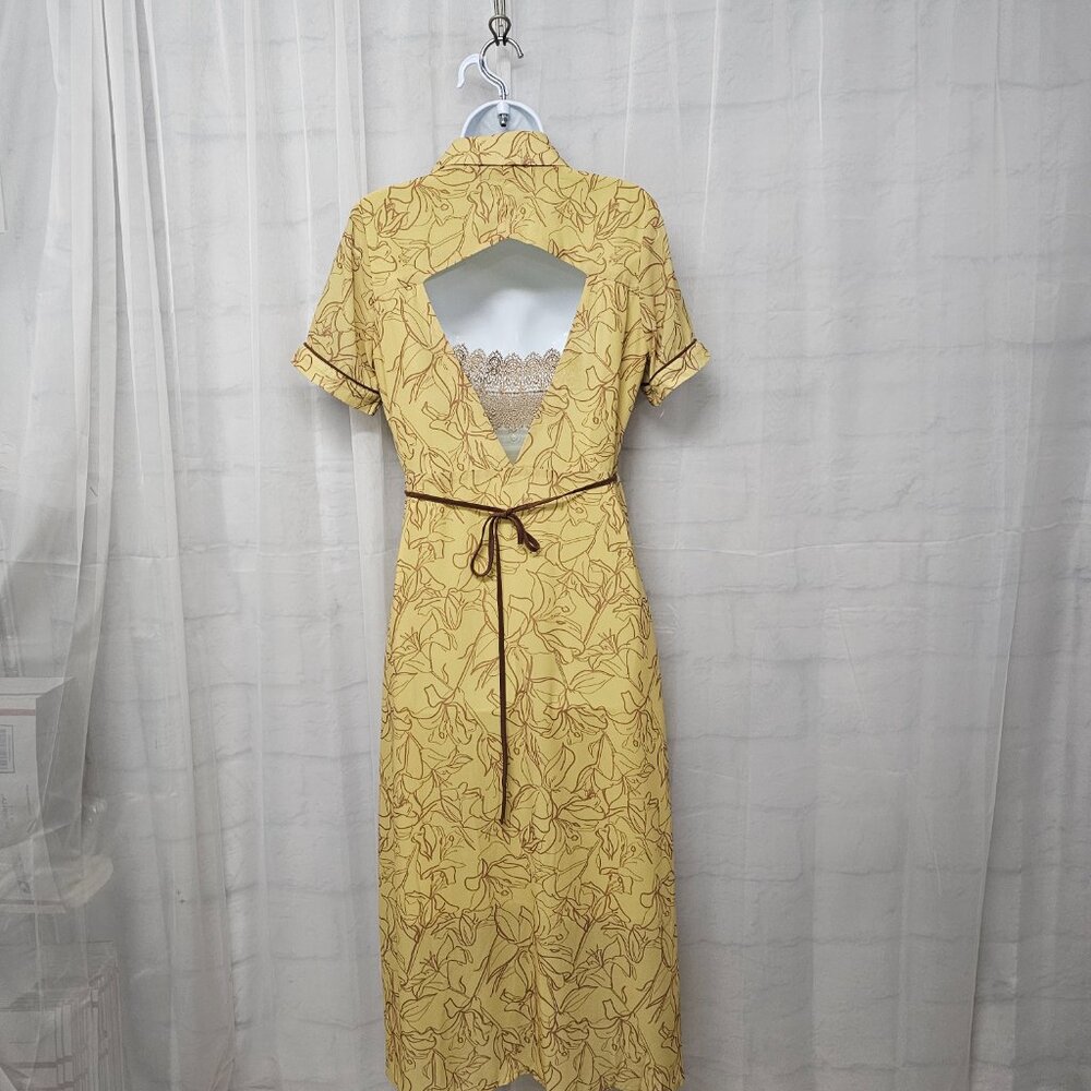 Honey Punch Dress Yellow Maxi Wrap Boho Cottage M - Picture 3 of 9